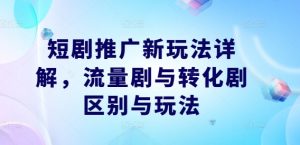 短剧推广新玩法详解，流量剧与转化剧区别与玩法-遨游资源库