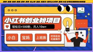 小红书创业粉项目日+500粉，每天20分钟躺赚长尾收益，无脑操作，宝妈，小白抓紧冲【揭秘】-遨游资源库