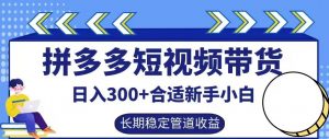 拼多多短视频带货日入300+有长期稳定被动收益，合适新手小白【揭秘】-遨游资源库