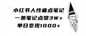 小红书人性痛点笔记,一条笔记点赞3W+,单日变现1k-遨游资源库