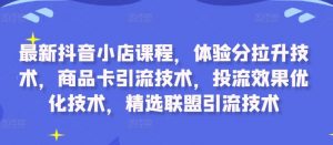 最新抖音小店课程,体验分拉升技术,商品卡引流技术,投流效果优化技术,精选联盟引流技术-遨游资源库