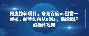 网盘拉新项目，夸克百度uc迅雷一起搞，新手如何从0到1，保姆级详细操作攻略-遨游资源库