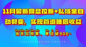 11月最新网盘拉新+私域全自动裂变，实现管道睡后收益，当天见效果，单日破900+-遨游资源库
