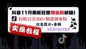 抖音11月最新狂揽创业粉秘籍,轻松日引300+精准创业粉,仅需图片+音频,轻松搞定创业类视频-遨游资源库