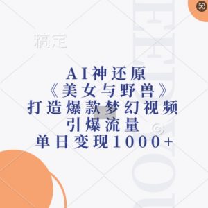 AI神还原《美女与野兽》，打造爆款梦幻视频，引爆流量，单日变现1k-遨游资源库