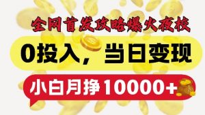 全网首发爆火夜校，0投入，当日变现，小白轻松月入1w+【揭秘】-遨游资源库