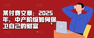 某付费文章：2025年，中产阶级如何保卫自己的财富-遨游资源库