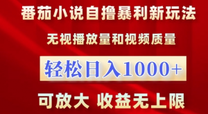 番茄小说自撸暴利新玩法，无视播放量，轻松日入1k，可放大，收益无上限【揭秘】-遨游资源库