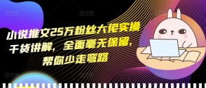 小说推文25万粉丝大佬实操干货讲解,全面毫无保留,帮你少走弯路-遨游资源库