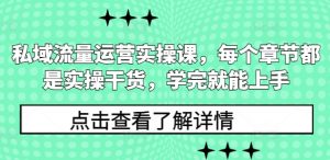 私域流量运营实操课，每个章节都是实操干货，学完就能上手-遨游资源库
