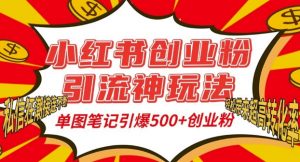 小红书创业粉引流神玩法,单图笔记引爆500+精准创业粉丝,私信狂潮接连不断-遨游资源库