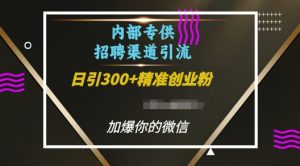 内部招聘渠道日引流300+创业粉，加爆你的微信【揭秘】-遨游资源库