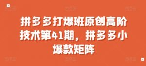 拼多多打爆班原创高阶技术第41期，拼多多小爆款矩阵-遨游资源库