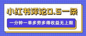 小红书留言评论，0.5元1条，一分钟一单，多劳多得，收益无上限-遨游资源库