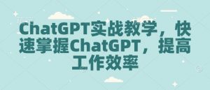 ChatGPT实战教学，快速掌握ChatGPT，提高工作效率-遨游资源库