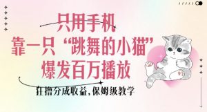 只用手机靠一只“跳舞的小猫”爆发百万播放，狂撸分成收益，保姆级教学-遨游资源库