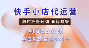 快手小店代运营3.0,模式新升级,收益55分,稳定单日5张【揭秘】-遨游资源库