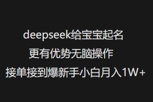 deepseek给宝宝起名更有优势无脑操作接单接到爆新手小白月入1W+-遨游资源库