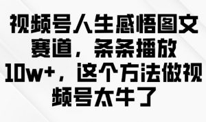 视频号人生感悟图文赛道，条条播放10w+，这个方法做视频号太牛了-遨游资源库