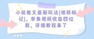 小说推文最新玩法(视频标记)，单条视频收益四位数，详细教程来了-遨游资源库