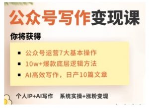 AI公众号写作变现课，手把手实操演示，从0到1做一个小而美的会赚钱的IP号-遨游资源库