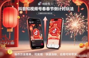 抖音和视频号,春节倒计时玩法,操作方法简单,可实现快速涨粉,后期可转带货-遨游资源库