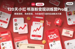 120天小红书涨粉变现训练营Pro版,精准涨粉,高效变现,为你量身打造的实战解决方案-遨游资源库