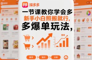 一节课教你学会拼多多爆单玩法，新手小白照搬就行-遨游资源库