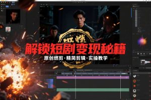 短剧拉新之原创燃剪精简剪辑实操课，解锁短剧变现秘籍-遨游资源库