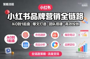 小红书品牌营销全链路，从0到1起盘、爆文打造、团队搭建到高效投放的全链路策略-遨游资源库