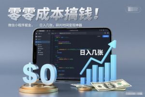 零成本搞钱，微信小程序掘金，简单易操作，日入几张，碎片时间变现神器【揭秘】-遨游资源库