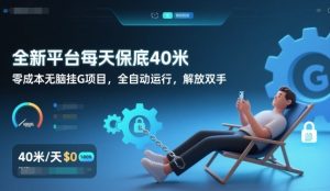 全新平台每天保底40米，零成本无脑挂G项目，全自动运行，解放双手【揭秘】-遨游资源库