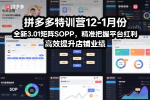 拼多多特训营12-1月份，全新3.01矩阵Sop，精准把握平台红利，高效提升店铺业绩-遨游资源库