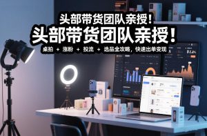 头部带货团队亲授！专业短视频实拍带货课：桌拍+涨粉+投流+选品全攻略，快速出单变现，月入2w+-遨游资源库