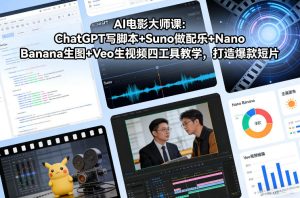 AI电影大师课：ChatGPT写脚本+Suno做配乐+Nano Banana生图+Veo生视频，打造爆款短片-遨游资源库