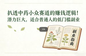 扒透中药小众赛道的賺米逻辑，潜力巨大，适合普通人的低门槛副业-遨游资源库