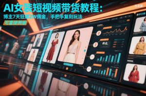 AI女装短视频带货教程：博主7天狂賺2W佣金，手把手复刻玩法，可直接照搬-遨游资源库