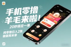 手机零撸薅羊毛来啦!20秒搞定一单,纯零撸日入2张,做就有米拿【揭秘】-遨游资源库