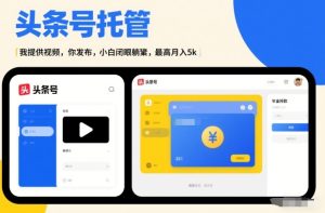 头条号AI托管，我提供视频，你发布，小白闭眼躺賺，最高月入5k+【揭秘】-遨游资源库