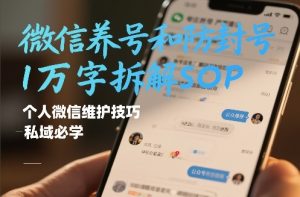 微信养号和防封号1万字拆解SOP，个人微信维护技巧，私域必学【文档】-遨游资源库