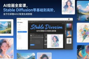 AI绘画全案课,Stable Diffusion零基础到高阶,全方位掌握AIGC视觉生成技能-遨游资源库