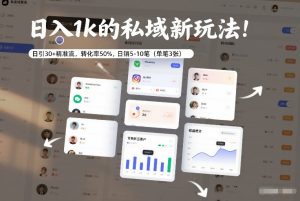 日入1k的私域新玩法：日引30+精准流，转化率50%，日销5-10笔（单笔3张）-遨游资源库
