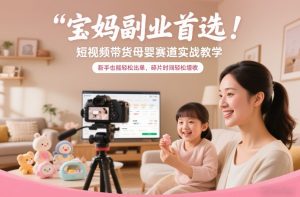 宝妈副业首选！短视频带货母婴赛道实战教学，新手也能轻松出单，碎片时间轻松增收-遨游资源库
