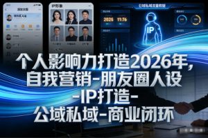 个人影响力打造2026年，自我营销-朋友圈人设-IP打造-公域私域-商业闭环-遨游资源库