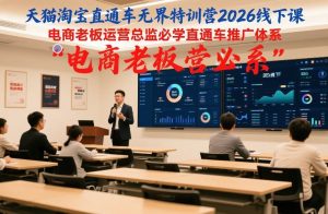 天猫淘宝直通车无界特训营2026线下课，电商老板运营总监必学直通车推广体系-遨游资源库