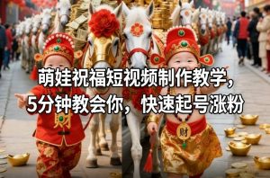 萌娃祝福短视频制作教学，5分钟教会你，快速起号涨粉-遨游资源库