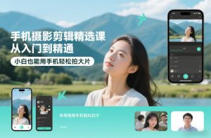 手机摄影剪辑精选课,从入门到精通,小白也能用手机轻松拍大片-遨游资源库