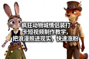 疯狂动物城情侣装打卡短视频制作教学，把浪漫照进现实，快速涨粉-遨游资源库
