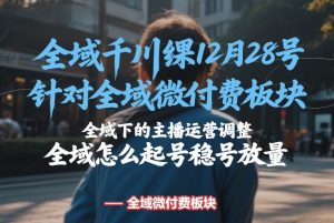 全域千川线下课12月28号，针对全域微付费板块，全域下的主播运营调整，全域怎么起号稳号放量-遨游资源库