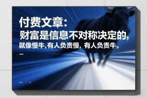 付费文章：财富是信息不对称决定的，就像慢牛，有人负责慢，有人负责牛-遨游资源库